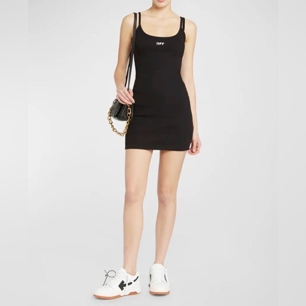 Off-White Off Stamp Rib-Knit Basic Tank Dress Siz… - image 2
